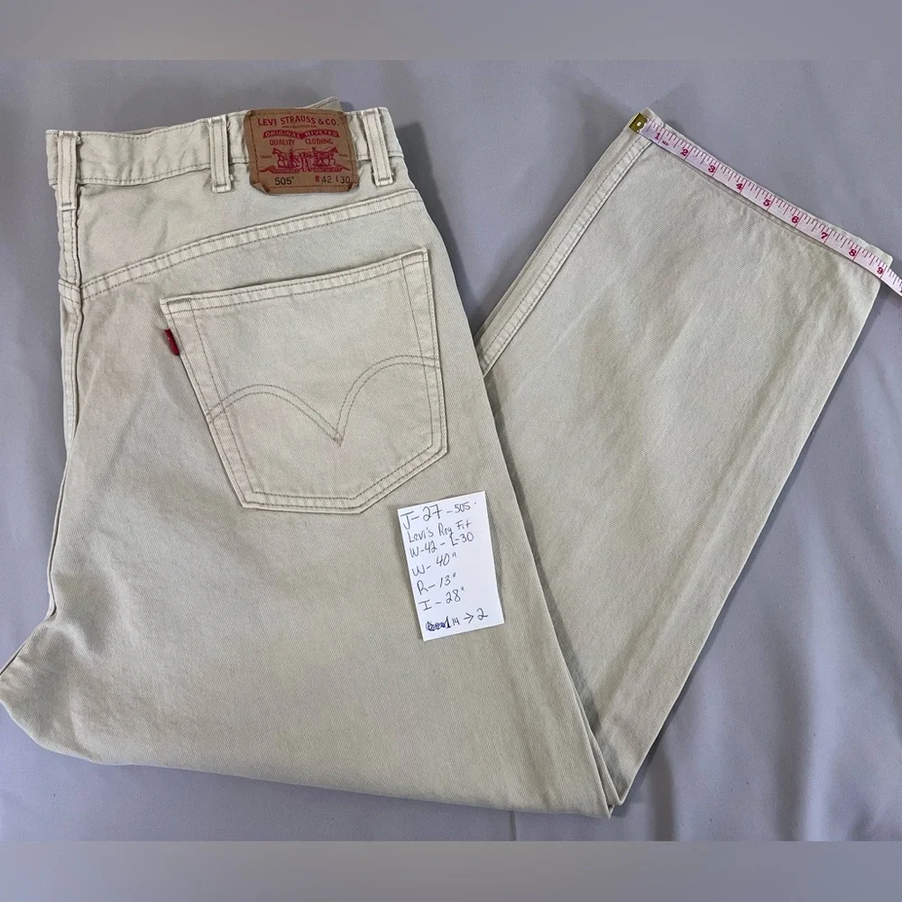 LEVIS 505 Regular Fit Jeans Mens 42‎ Beige Straight Regular Denim  W42 L32